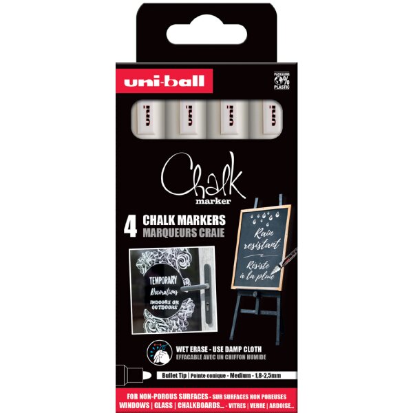 uni-ball Marqueur craie Chalk marker PWE5M/4 PF, étui de 4