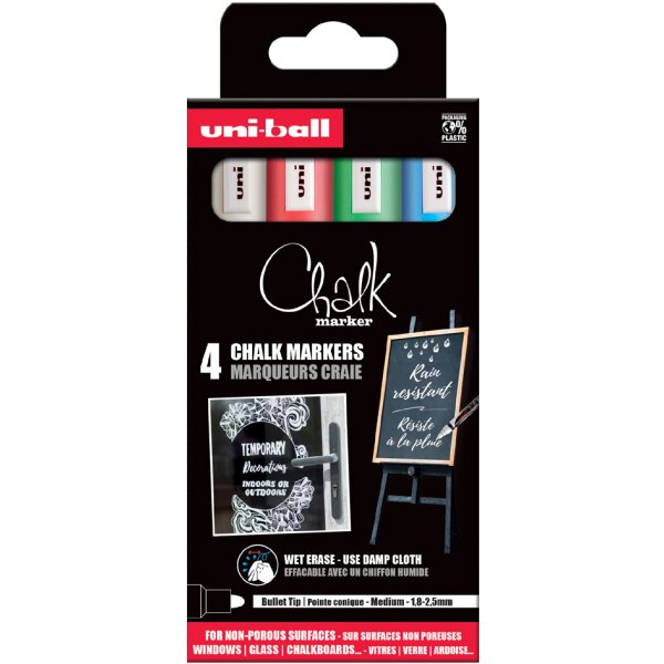 uni-ball Marqueur craie Chalk marker PWE5M/4 PF, étui de 4