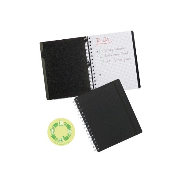 KOLMA Notizbuch LineaVerde A5 06.521.06 kariert, 70g/m2 schwarz