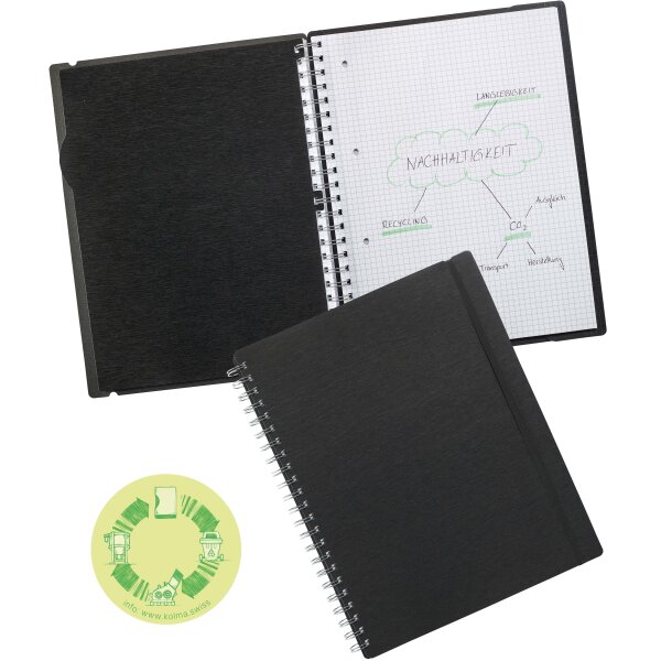 KOLMA Notizbuch LineaVerde A4 06.520.06 kariert, 70g/m2 schwarz