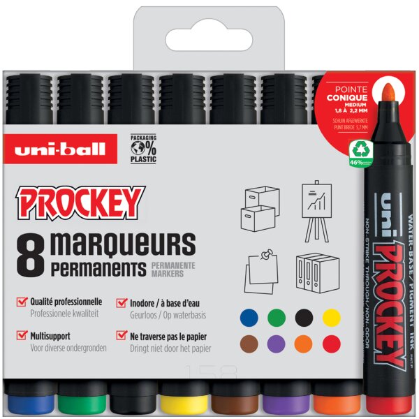 uni-ball Permanent-Marker PROCKEY PM122 8 PF, 8er-Set
