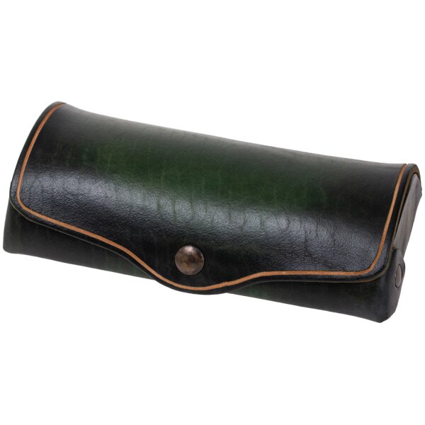 MIKA Etui à lunettes, grand, cuir, bouton-pression, marron