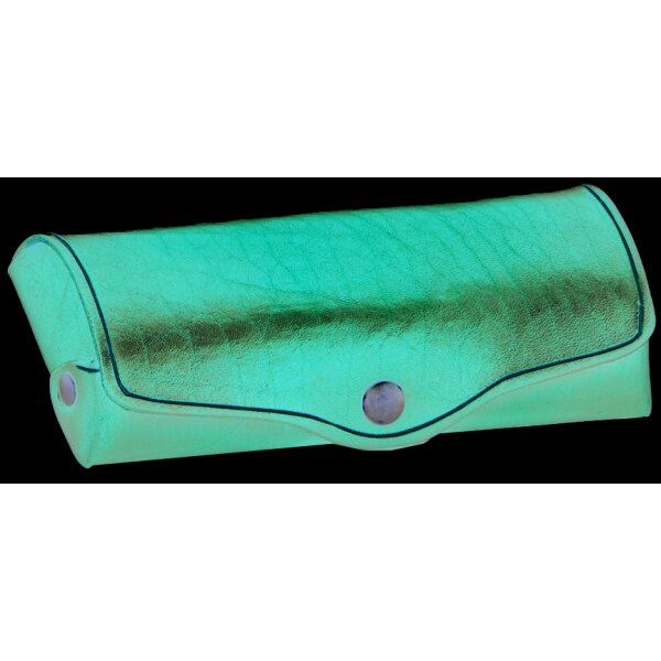 MIKA Etui à lunettes, grand, cuir, bouton-pression, marron