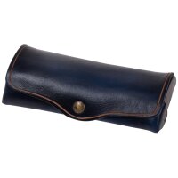 MIKA Etui à lunettes, grand, cuir, bouton-pression, marron