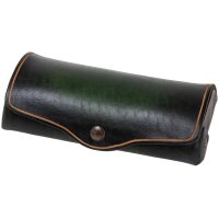 MIKA Etui à lunettes, grand, cuir, bouton-pression, marron