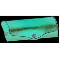 MIKA Etui à lunettes, grand, cuir, bouton-pression, marron