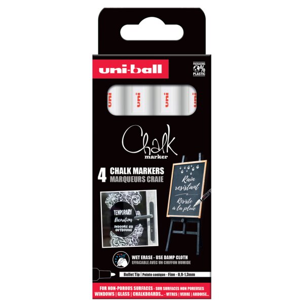 uni-ball Kreidemarker Chalk marker PWE3MS 4 PF, 4er Etui