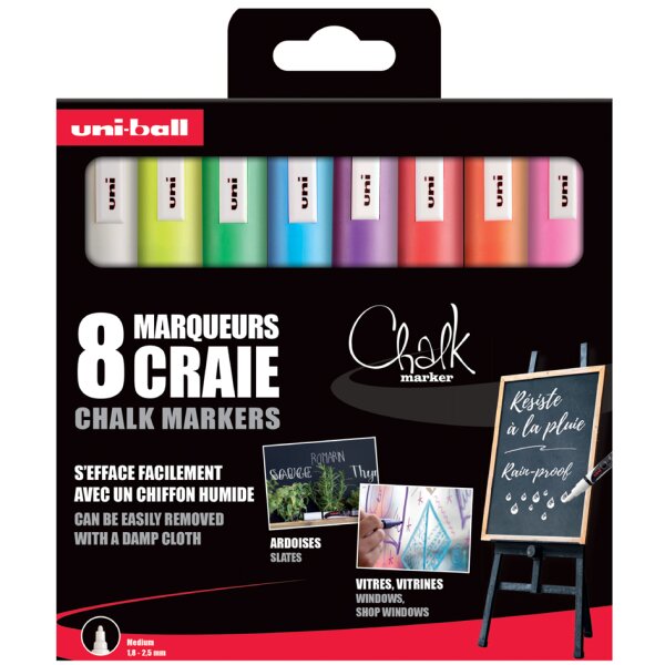 uni-ball Marqueur craie Chalk marker PWE5M/4 PF, étui de 4