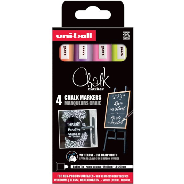 uni-ball Marqueur craie Chalk marker PWE5M/4 PF, étui de 4