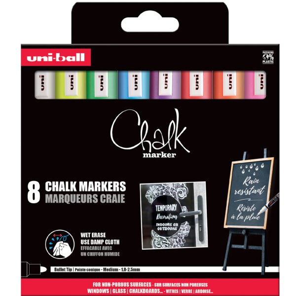 uni-ball Marqueur craie Chalk marker PWE5M/4 PF, étui de 4