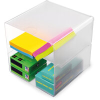 deflecto Boîte de rangement Cube, 2 casiers, cristal