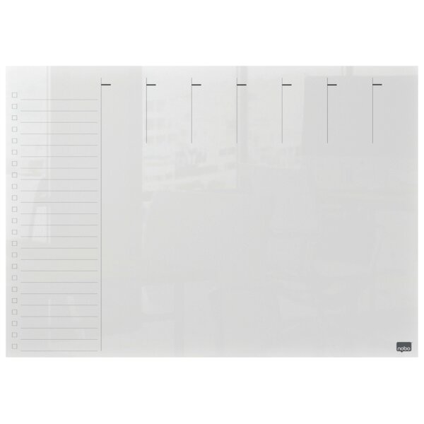nobo Tableau acrylique planning hebdomadaire, A3,transparent