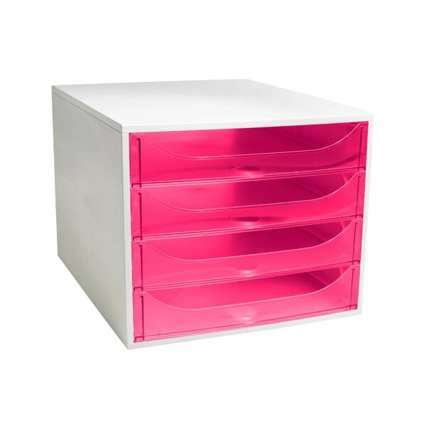 EXACOMPTA Schubladenbox ECOBOX, 4 Sch&uuml;be, himbeere
