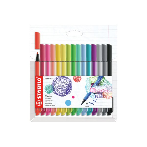 STABILO Fineliner PointMax 0.8mm 488/15-02 15 Farben assortiert