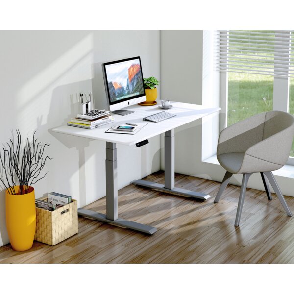 kerkmann Bureau assis-debout Smart Office, blanc/argent