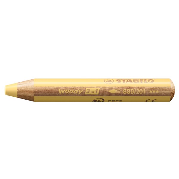 STABILO Multitalentstift woody 3 in 1, rund, pastellgelb