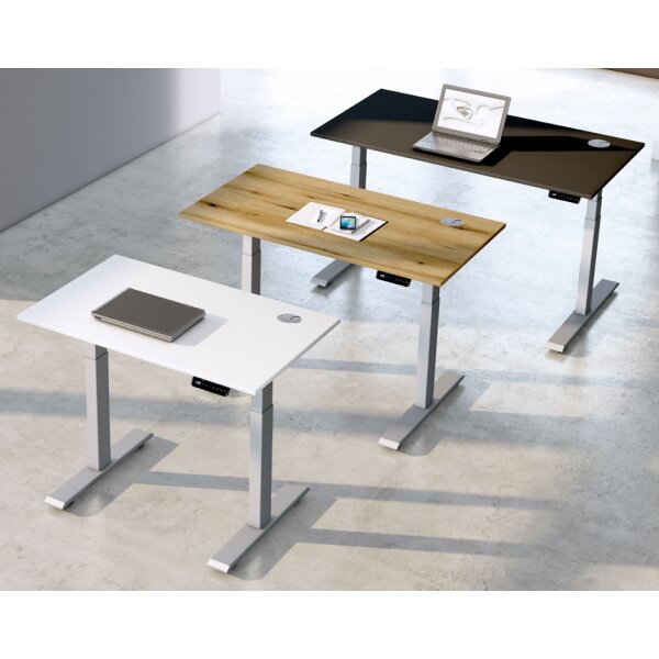 kerkmann Sitz-Steh-Schreibtisch Smart Office, weiss silber