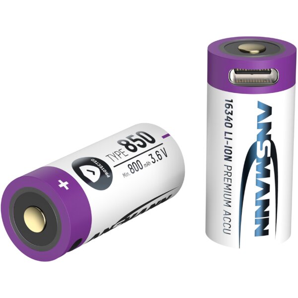 ANSMANN Pile rechargeable Li-Ion 16340 avec fiche USB-C