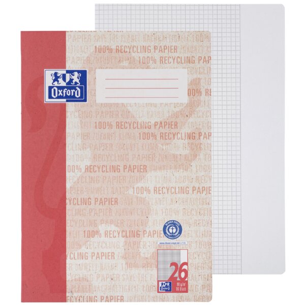 Oxford Schulheft "Recycling", DIN A4, 16 Blatt, Lineatur 21