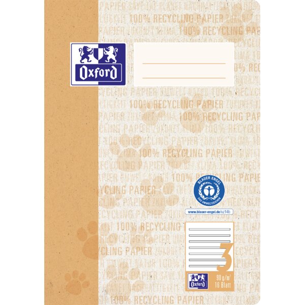 Oxford Schulheft "Recycling", DIN A5, 16 Blatt, Lineatur 4