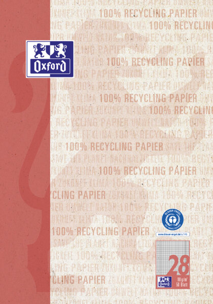 Oxford Schulblock "Recycling", DIN A4, 50 Blatt, Lineatur 28
