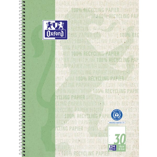 Oxford Collegeblock "Recycling", DIN A4+, 80 Blatt, dotted