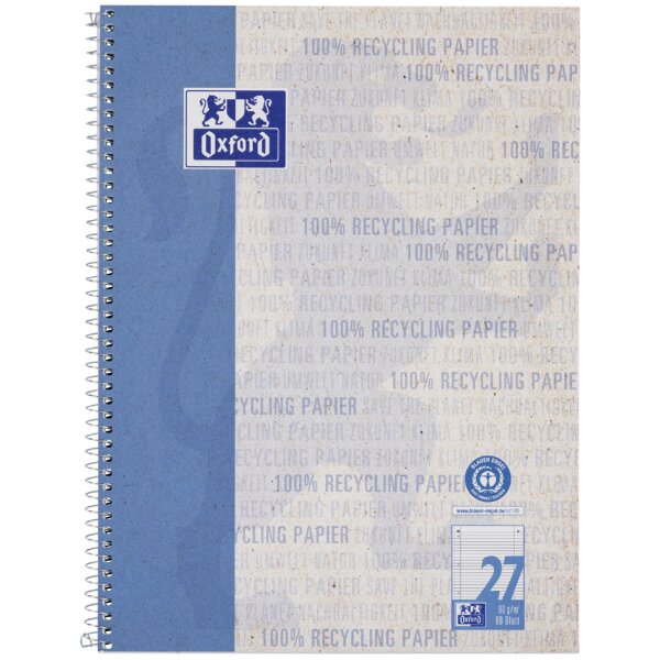 Oxford Collegeblock "Recycling", DIN A4+, 80 Blatt, dotted