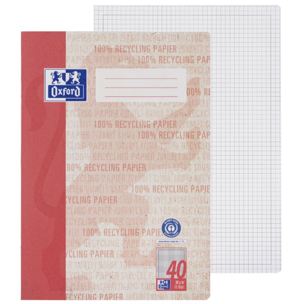 Oxford Schulheft "Recycling", DIN A4, 16 Blatt, Lineatur 20