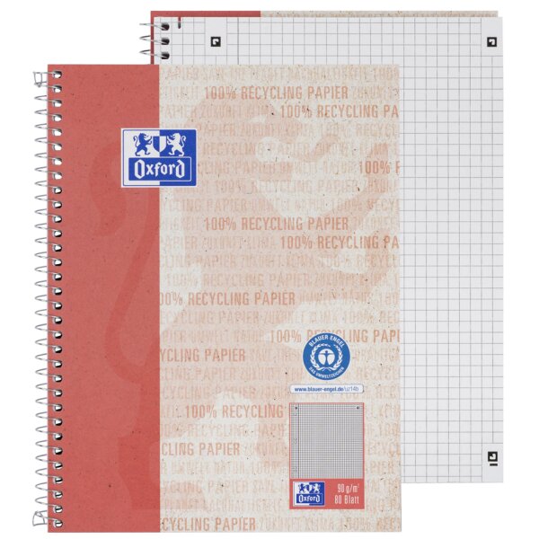 Oxford Collegeblock "Recycling", DIN A5+, 80 Blatt, kariert