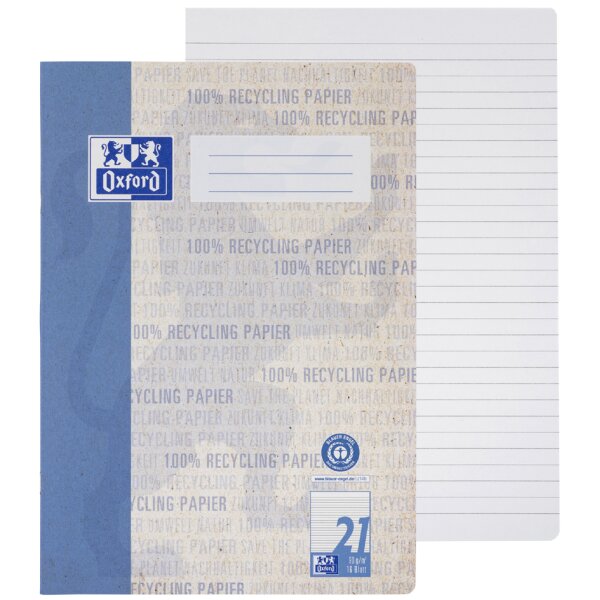 Oxford Schulheft "Recycling", DIN A4, 16 Blatt, Lineatur 40