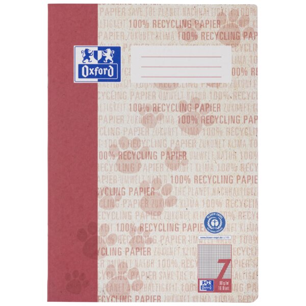 Oxford Schulheft "Recycling", DIN A4, 16 Blatt, Lineatur 3