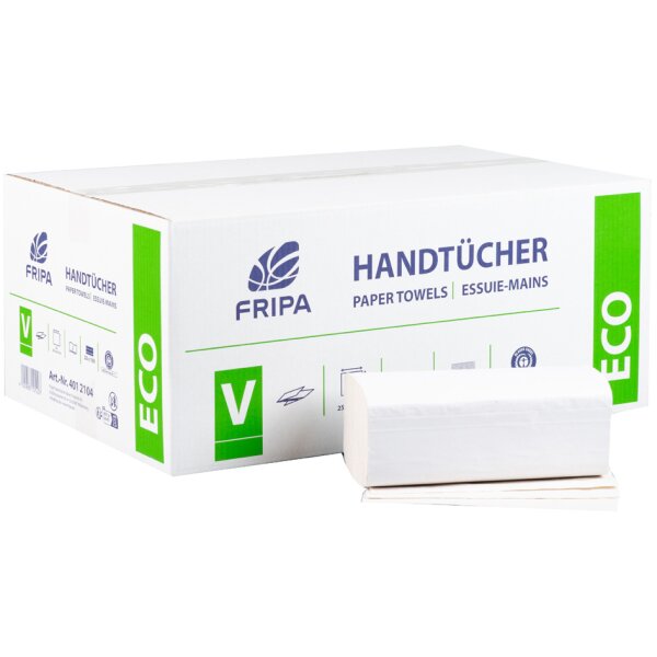 Fripa Essuie-mains ECO, 250 x 230 mm, pli en V, blanc