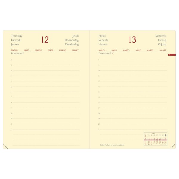 QUO-VADIS Agenda Silk DailyPocket 2027 617016Q 1T/1S marine ML 8,5x13cm