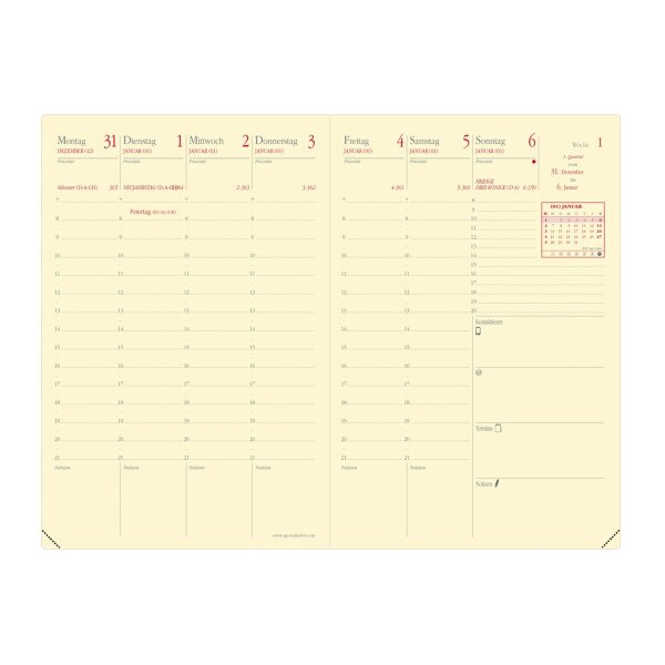QUO-VADIS Agenda Soho Gesch.Pres. 2027 285994Q 1S/2P bleu acier DE 10x15cm