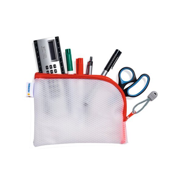 HERMA Pochette à fermeture à zip Mesh Bags, A6, rouge
