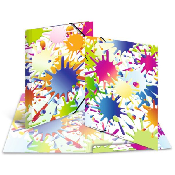 HERMA Chemise à élastiques Taches de couleurs, carton, A3