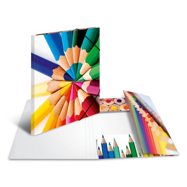 HERMA Chemise à élastiques Taches de couleurs, carton, A3