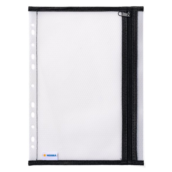 HERMA Pochette à fermeture à zip, perforée, A4, noir