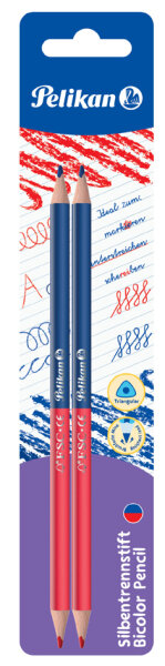 Pelikan Crayon bicolore fin, rouge/bleu, carte blister de 2
