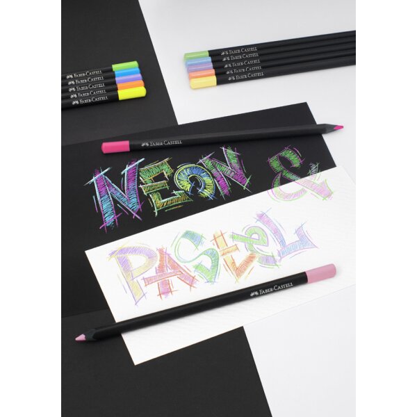 FABER-CASTELL Dreikant-Buntstifte Black Edition, 12er Etui