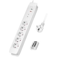 LogiLink Steckdosenleiste, 5-fach, mit Fernbedienung, weiss