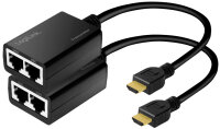 LogiLink Kit dextension HDMI via LAN, pigtail, 30 m, noir