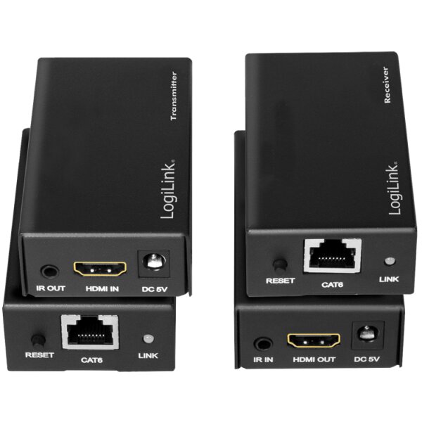 LogiLink Kit dextension HDMI via LAN, POC/IR, 60 m, noir