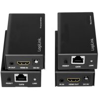 LogiLink Kit dextension HDMI via LAN, POC/IR, 60 m, noir