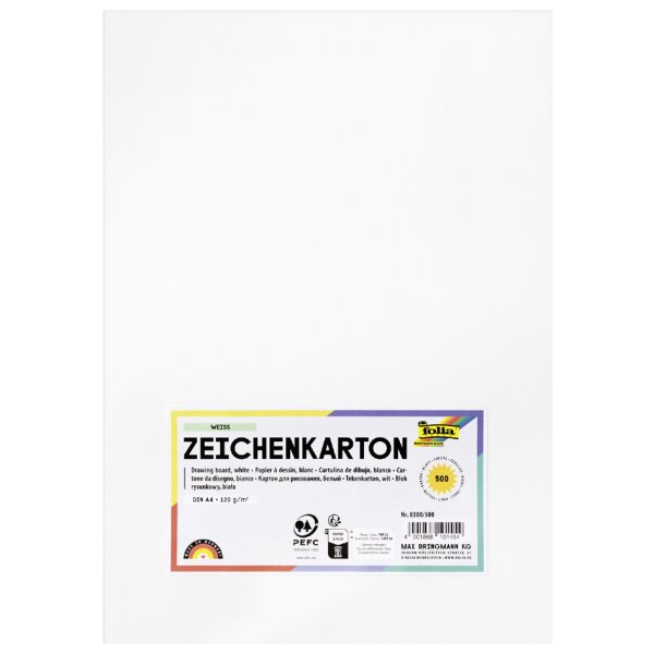 folia Zeichenkarton, DIN A4, 120 g qm, weiss