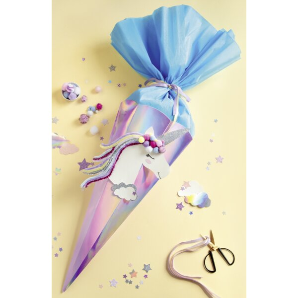 folia Metallic-Schultüten-Zuschnitt, 6-eckig, pink