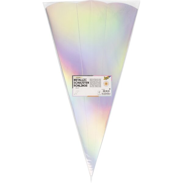 folia Metallic-Schultüten-Zuschnitt, 6-eckig, pink