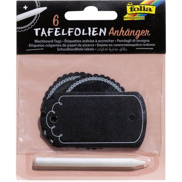 folia Tafelfolien-Anh&auml;nger inkl. Specksteinstift, schwarz