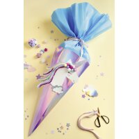 folia Metallic-Schultüten-Zuschnitt, 6-eckig, hellblau