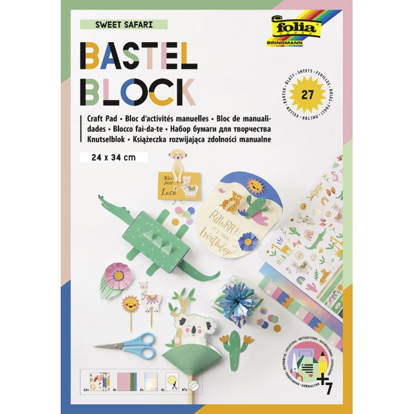 folia Bloc dactivités manuelles Sweet Safari, 240 x 340mm